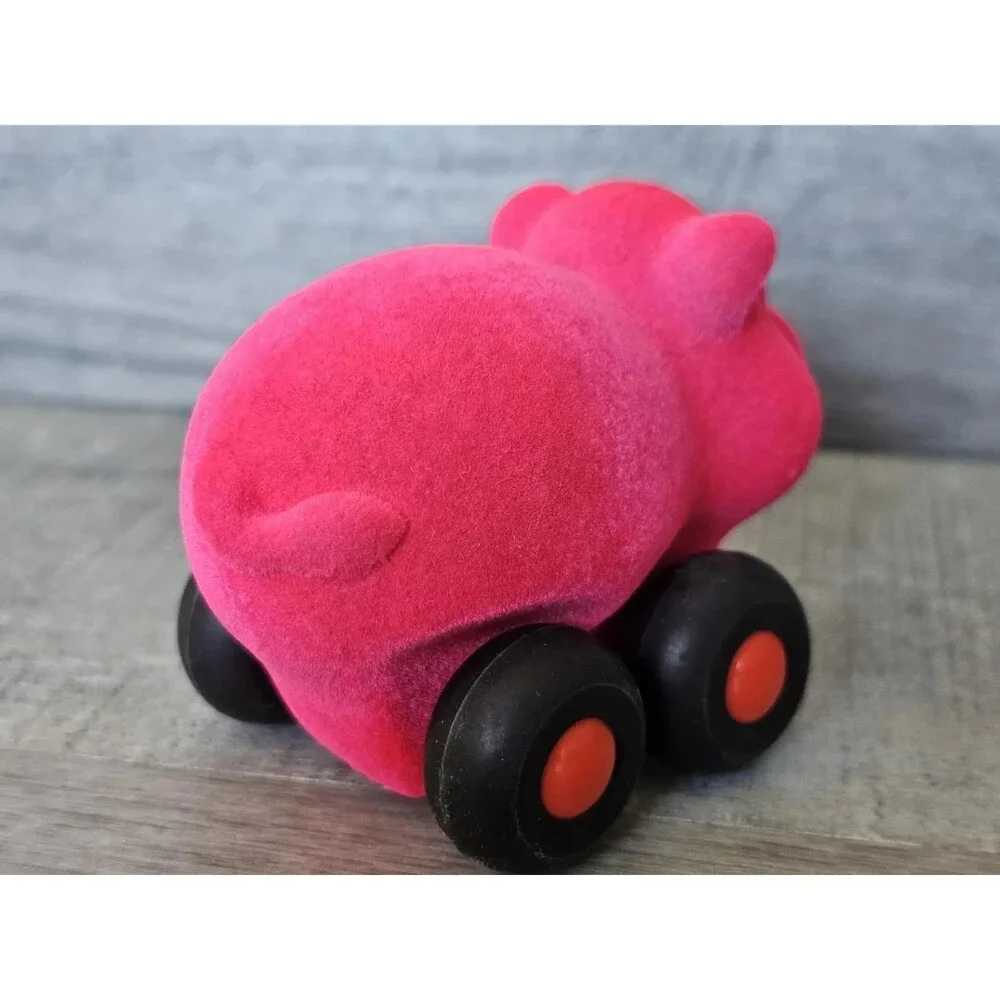 Rare Magenta Pink Soft Velvety Pig Microvehicle Car Toy 3